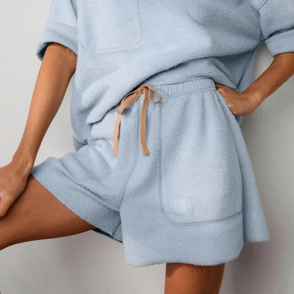 Lunya Silksweats™ Midweight‎ Reversible Short Welkin Blue Size Large - Picture 5 of 10